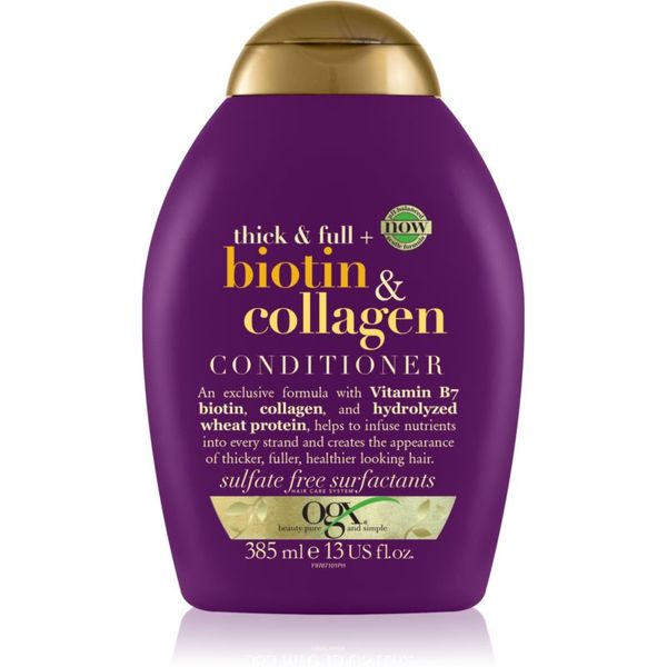 OGX OGX Biotin & Collagen balzam za zgostitev za volumen las 385 ml