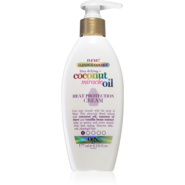 OGX OGX Coconut Miracle Oil termo zaščitna krema za gladitev neobvladljivih las 177 ml