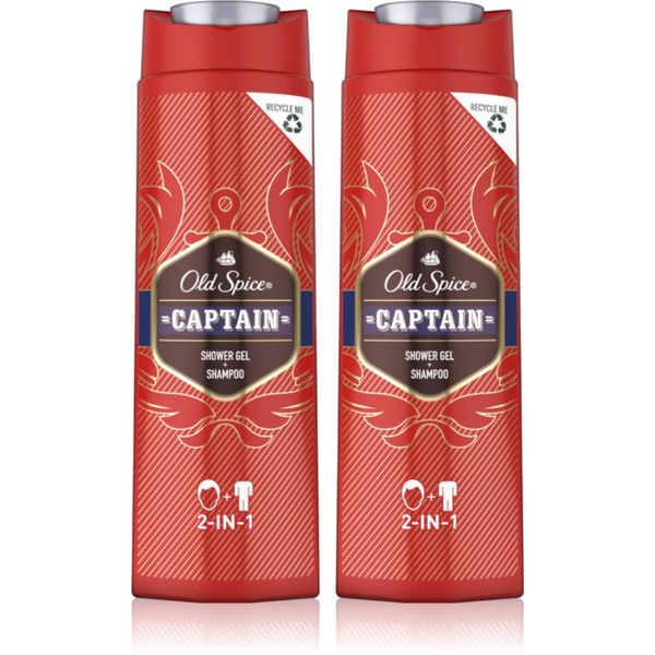 Old Spice Old Spice Captain gel za prhanje in šampon 2v1 2x400 ml