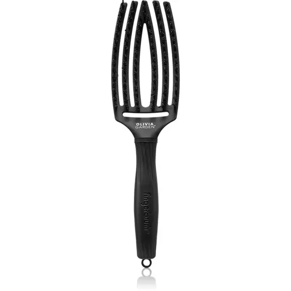 Olivia Garden Olivia Garden Fingerbrush Boar & Nylon krtača za lase z najlonskimi in prašičjimi ščetinami Full Black M 1 kos