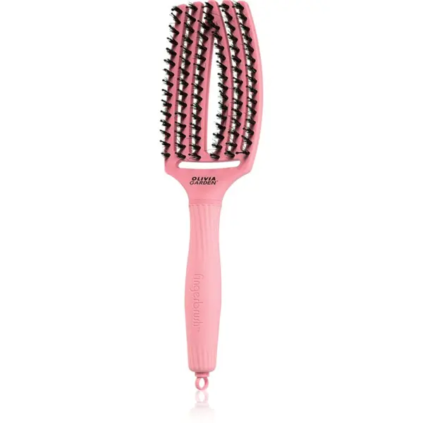 Olivia Garden Olivia Garden Fingerbrush Boar & Nylon krtača za lase z najlonskimi in prašičjimi ščetinami Soft Pink 1 kos