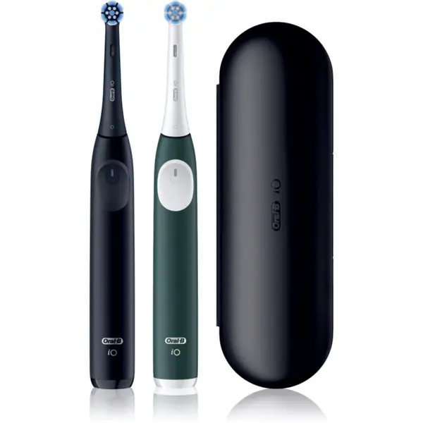 Oral-B Oral-B iO2 Clean & Gentle električna zobna ščetka z etuijem DUO paket Matt Black & Forest Green
