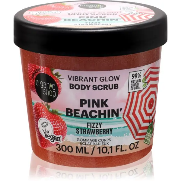Organic Shop Organic Shop Body Scrub Pink Beachin' posvetlitveni piling za telo dišave Fizzy Strawberry 300 ml
