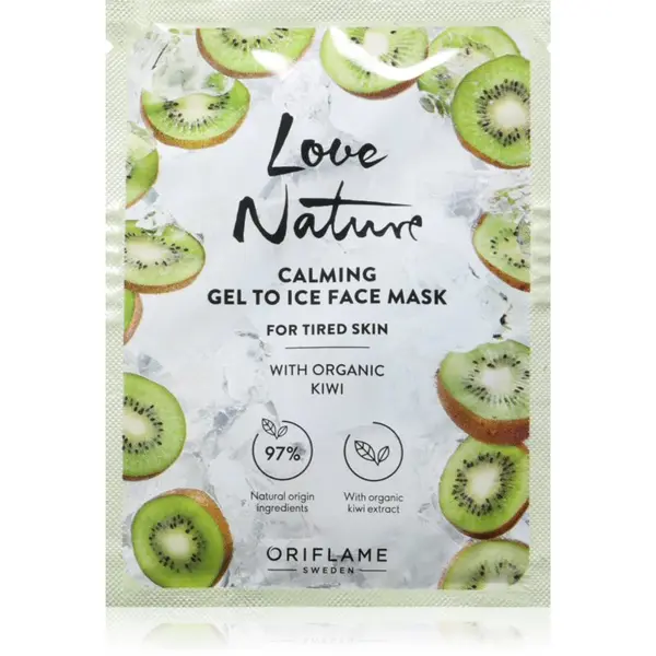 Oriflame Oriflame Love Nature Gel To Ice Organic Kiwi pomirjajoča maska za obraz za utrujeno kožo 10 ml
