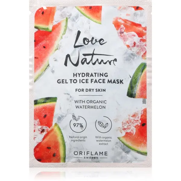 Oriflame Oriflame Love Nature Gel To Ice Organic Watermelon vlažilna maska za obraz za suho kožo 10 ml
