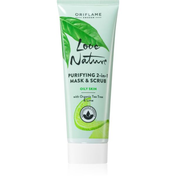 Oriflame Oriflame Love Nature Organic Tea Tree & Lime čistilna maska in piling za mastno kožo 75 ml