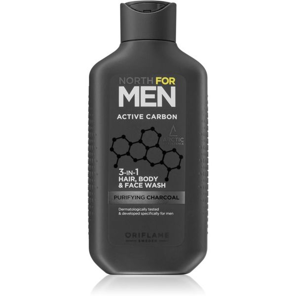 Oriflame Oriflame North for Men Active Carbon osvežujoč gel za prhanje 3v1 250 ml