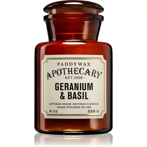 Paddywax Paddywax Apothecary Geranium & Basil dišeča sveča 226 g