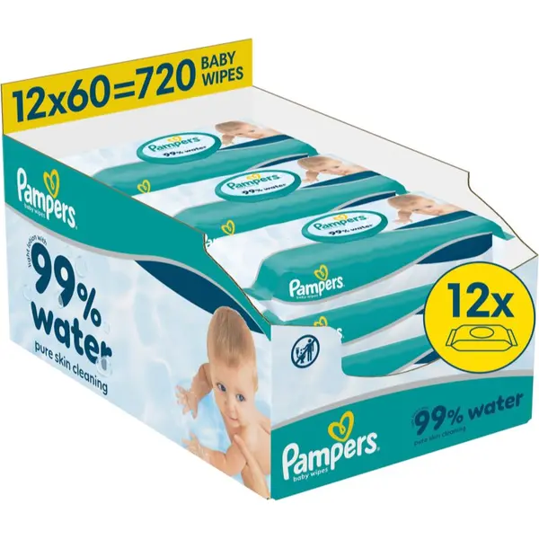 Pampers Pampers 99% Water Baby Wipes vlažni čistilni robčki za otroke 12x60 kos