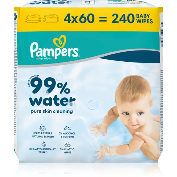 Pampers Pampers 99% Water Baby Wipes vlažni čistilni robčki za otroke 4x60 kos