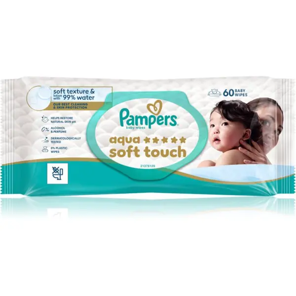 Pampers Pampers Aqua Soft Touch vlažni čistilni robčki za otroke 60 kos