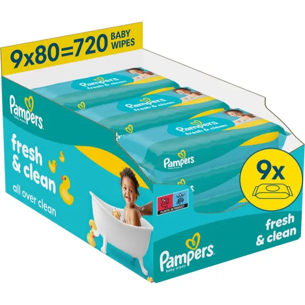 Pampers Pampers Fresh & Clean vlažni čistilni robčki za otroke 9x80 kos