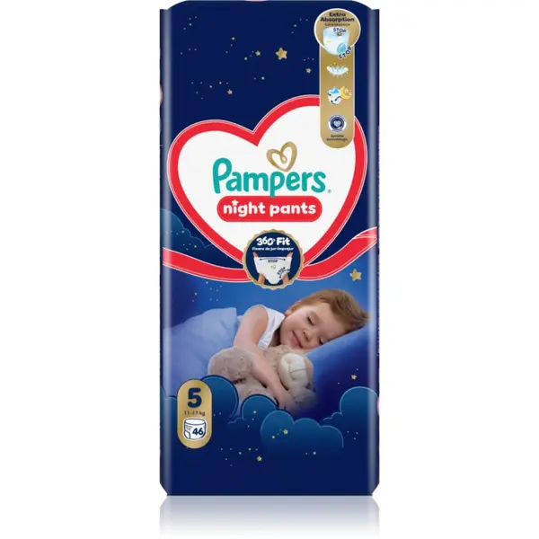 Pampers Pampers Night Pants Size 5 hlačne plenice za enkratno uporabo za noč 11-17 kg 46 kos
