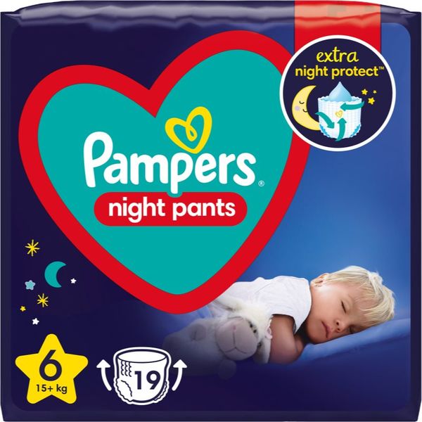 Pampers Pampers Night Pants Size 6 hlačne plenice za enkratno uporabo za noč 15+ kg 19 kos