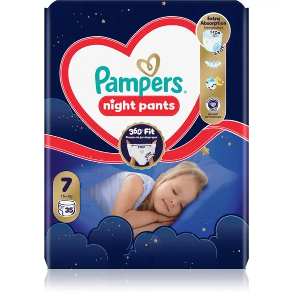 Pampers Pampers Night Pants Size 7 hlačne plenice za enkratno uporabo za noč 15+ kg 35 kos