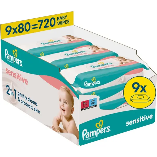 Pampers Pampers Sensitive Baby Wipes vlažni čistilni robčki za otroke 9x80 kos