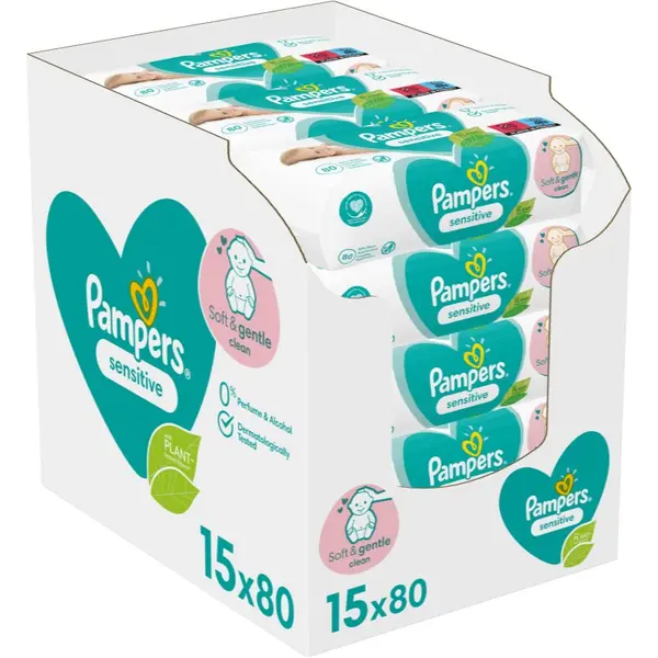 Pampers Pampers Sensitive vlažni čistilni robčki za otroke za občutljivo kožo 15x80 kos