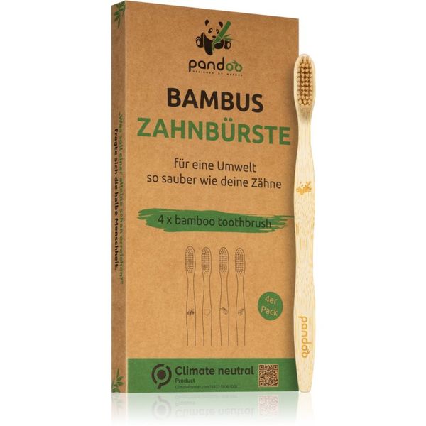 Pandoo Pandoo Bamboo Toothbrush bambusova zobna ščetka Medium Soft 4 kos