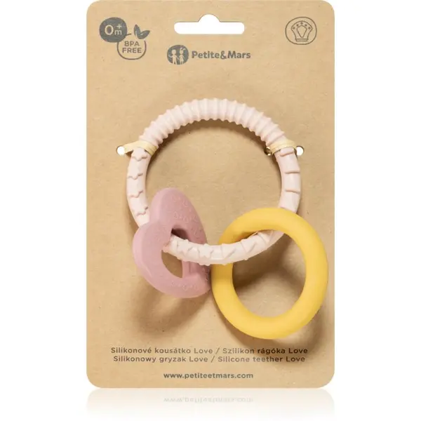 Petite&Mars Petite&Mars Silicone teether grizalo Love 0 m+ 1 kos
