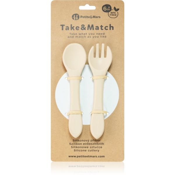 Petite&Mars Petite&Mars Take&Match Silicone Cutlery pribor Desert Sand 6 m+ 2 kos