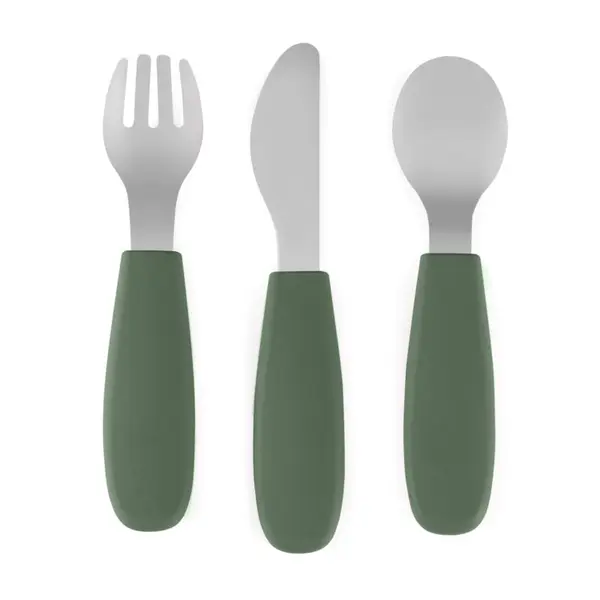 Petite&Mars Petite&Mars Take&Match Stainless Steel Cutlery Set pribor za otroke Misty Green 12m+ 3 kos