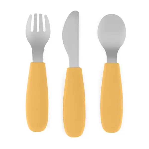 Petite&Mars Petite&Mars Take&Match Stainless Steel Cutlery Set pribor za otroke Ochre 12m+ 3 kos