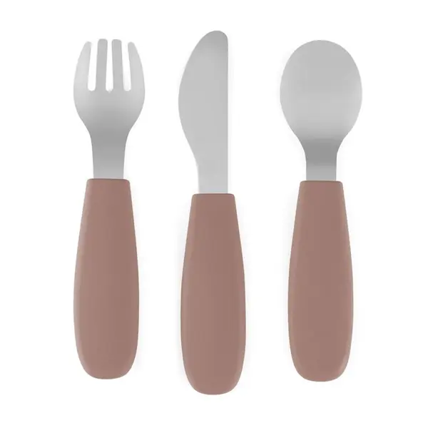 Petite&Mars Petite&Mars Take&Match Stainless Steel Cutlery Set pribor za otroke Velvet Latte 12m+ 3 kos