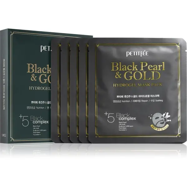Petitfée Petitfée Black Pearl & Gold intenzivna hidrogelna maska z 24-karatnim zlatom 5x32 g
