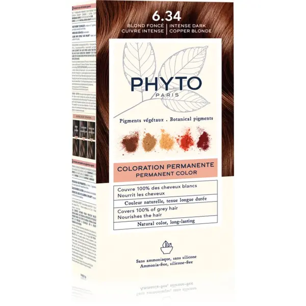 Phyto Phyto Color barva za lase brez amoniaka odtenek 6.34 Intense Dark Copper Blonde 1 kos