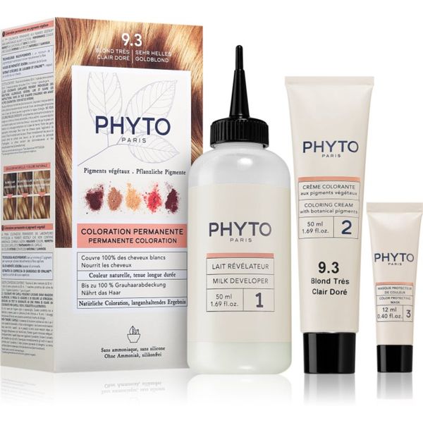 Phyto Phyto Color barva za lase z rastlinskimi izvlečki odtenek 9.3 Very Light Golden Blonde 3 kos