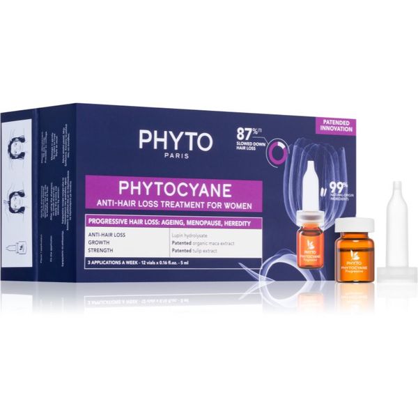 Phyto Phyto Phytocyane Anti-Hair Loss Treatment For Women ciljna nega proti izpadanju las za ženske 12x5 ml