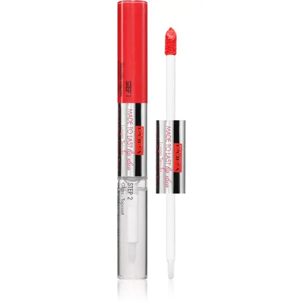 PUPA Milano PUPA Milano Made to Last Lip Duo dolgoobstojna tekoča šminka s sijajem odtenek 001 - Hot Coral 2x4 ml