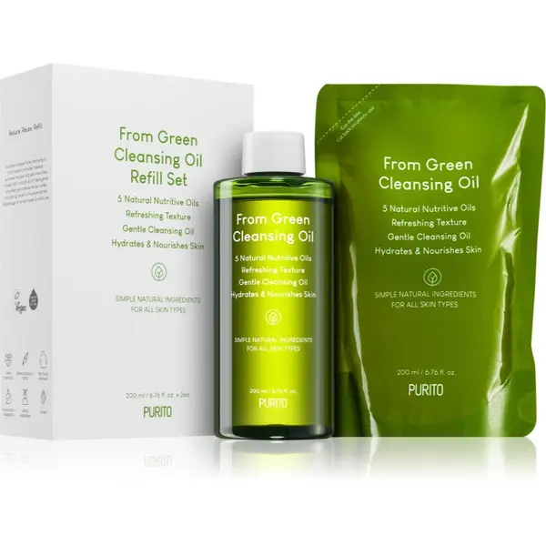 Purito Purito From Green čistilno olje za obraz + nadomestno polnilo 2x200 ml