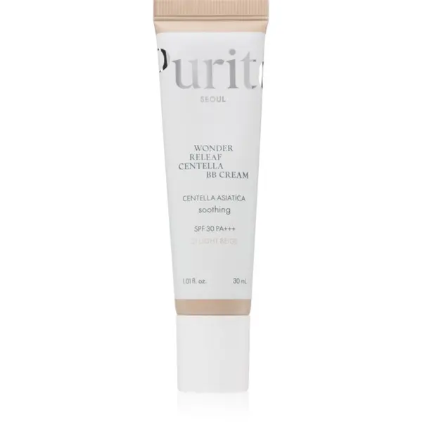 Purito Purito Wonder Releaf Centella BB Cream posvetlitvena BB krema s pomirjajočim učinkom odtenek 21 Light Beige 30 ml