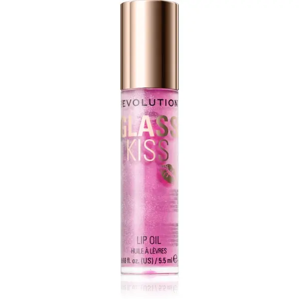 Revolution Revolution Glass Kiss bleščeče olje za ustnice odtenek Enchanted Purple 5.5 ml