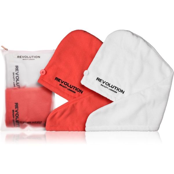 Revolution Haircare Revolution Haircare Microfibre Hair Wraps brisača za lase odtenek Coral/White 2 kos