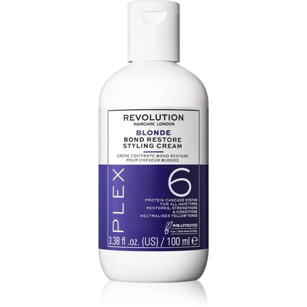 Revolution Haircare Revolution Haircare Plex Blonde No.6 Bond Restore Styling Cream regeneracijska nega brez spiranja za poškodovane lase 100 ml