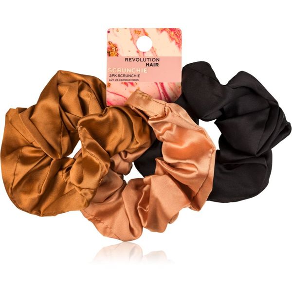 Revolution Haircare Revolution Haircare Satin Scrunchie elastike za lase odtenek Black/Blush/Nude 3 kos