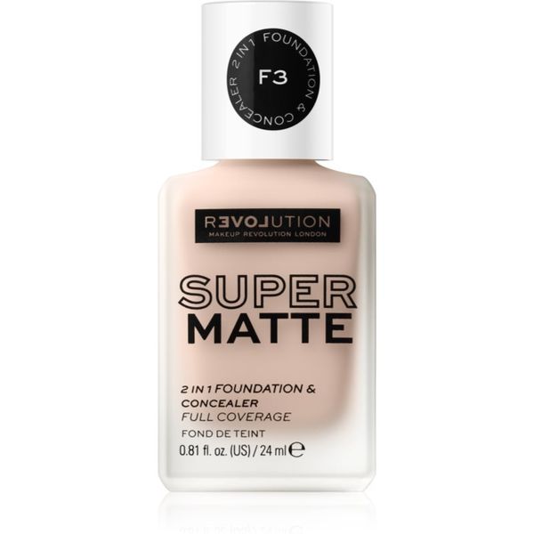 Revolution Relove Revolution Relove Super Matte Foundation dolgoobstojni matirajoči tekoči puder odtenek F3 24 ml