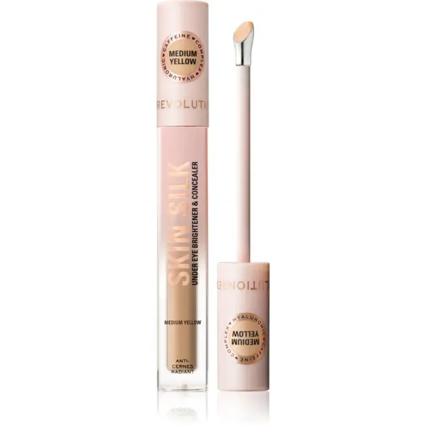 Revolution Revolution Skin Silk Under Eye Brightener & Concealer korektor in osvetljevalec odtenek Medium Yellow 4 ml