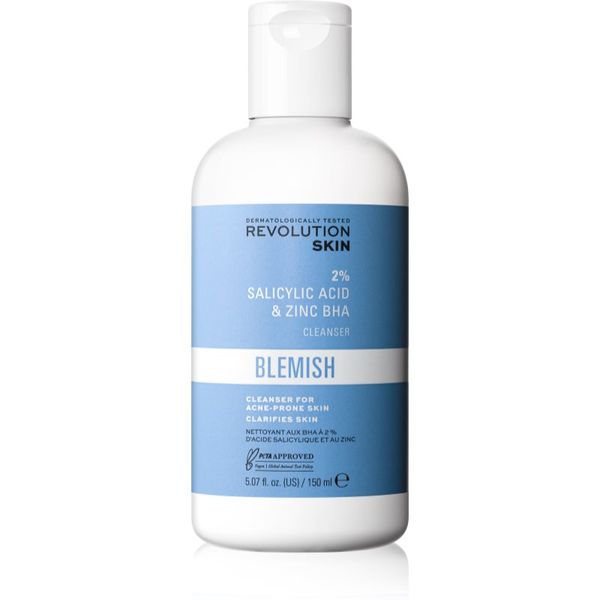 Revolution Skincare Revolution Skincare Blemish 2% Salicylic Acid & Zinc BHA eksfoliacijska čistilna emulzija za problematično kožo, akne 150 ml