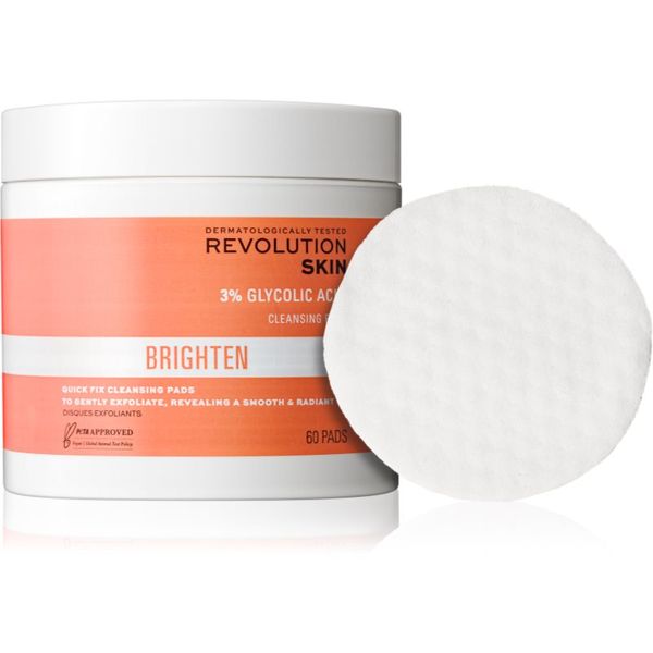Revolution Skincare Revolution Skincare Brighten 3% Glycolic Acid čistilne blazinice 60 kos