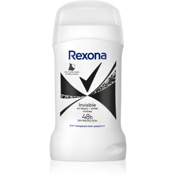 Rexona Rexona Invisible Black and White trdi deodorant proti belim in rumenim madežem 50 ml