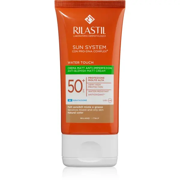 Rilastil Rilastil Sun System Water Touch zaščitna tonirana krema za obraz za mastno in mešano kožo SPF 50+ 50 ml