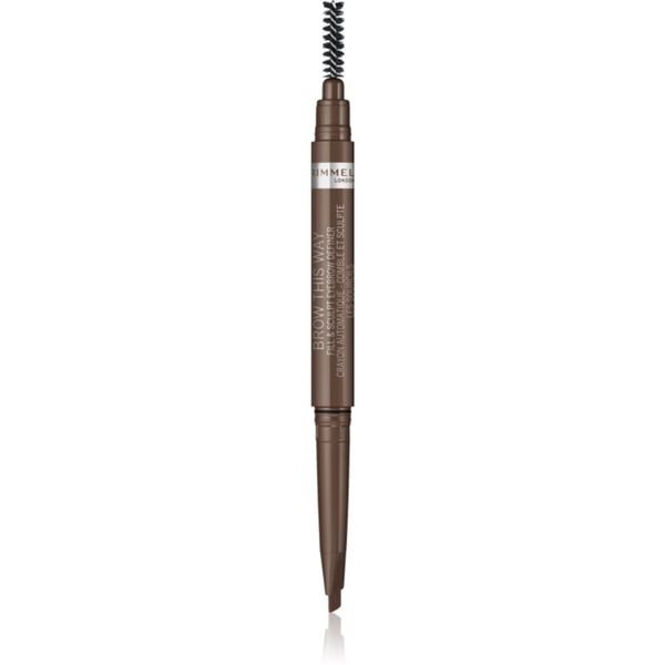 Rimmel Rimmel Brow This Way svinčnik za obrvi s krtačko 2v1 odtenek 002 Medium Brown 0,25 g