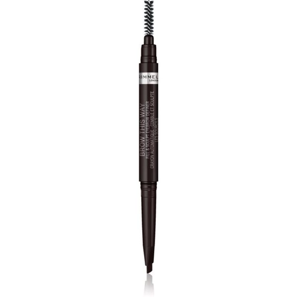 Rimmel Rimmel Brow This Way svinčnik za obrvi s krtačko 2v1 odtenek 004 Soft Black 0,25 g