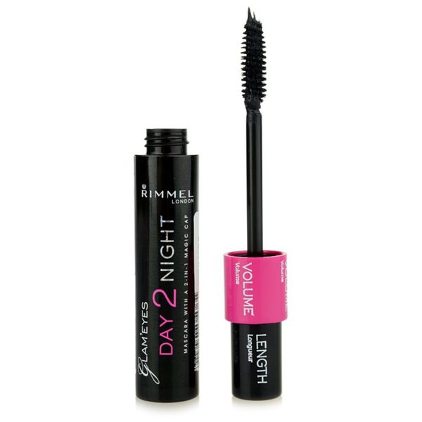 Rimmel Rimmel Glam´ Eyes Day 2 Night maskara za zgostitev in podaljšanje trepalnic 2 v 1 odtenek 001 Black 9.5 ml