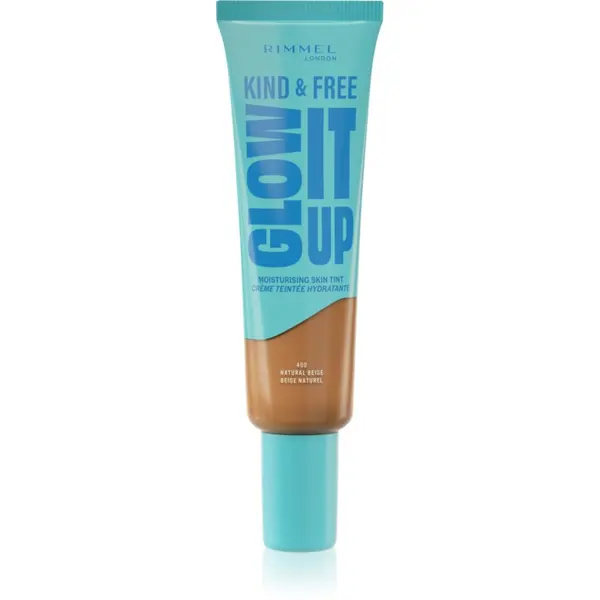 Rimmel Rimmel Kind & Free Glow It Up lahki vlažilni tekoči puder odtenek 400 Natural Beige 30 ml