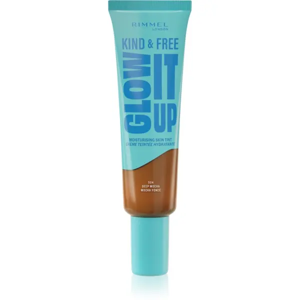 Rimmel Rimmel Kind & Free Glow It Up lahki vlažilni tekoči puder odtenek 504 Deep Mocha 30 ml