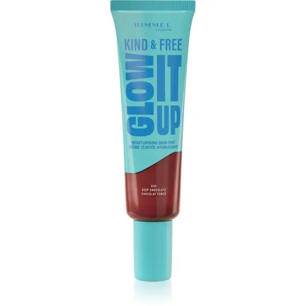 Rimmel Rimmel Kind & Free Glow It Up lahki vlažilni tekoči puder odtenek 605 Deep Chocolate 30 ml